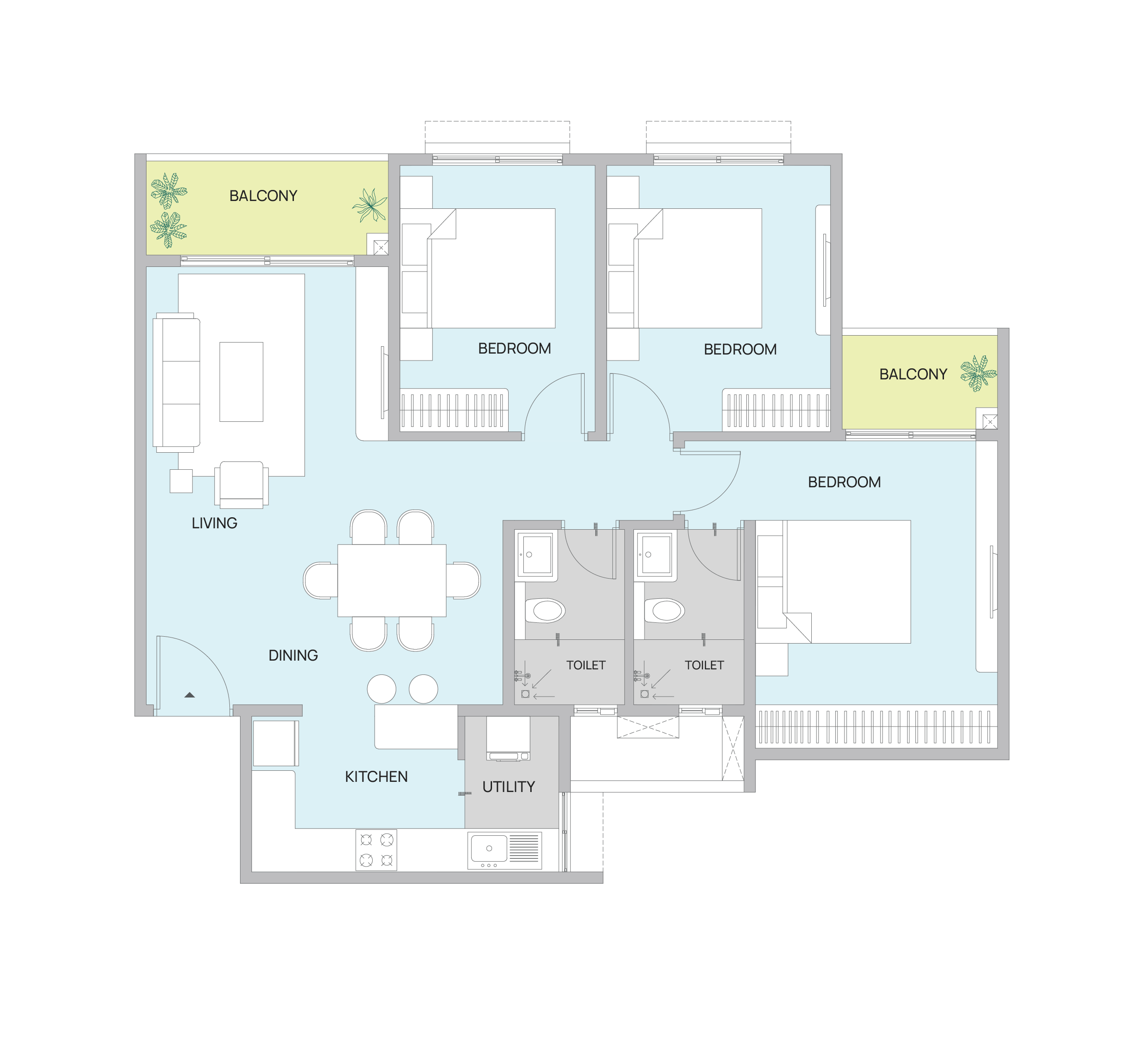 2 BHK Floor Plan